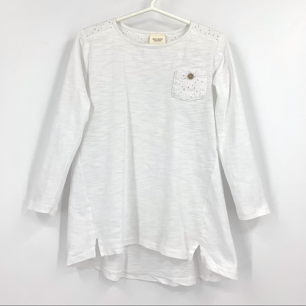 2/$25 Zara Girl's Collection White Long Sleeve T-Shirt, 6